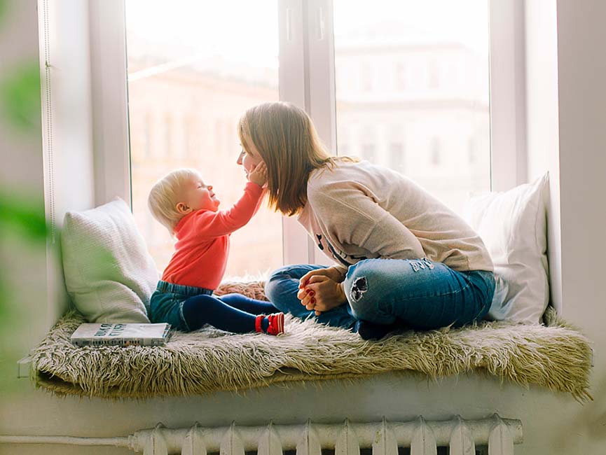 mother with child playing